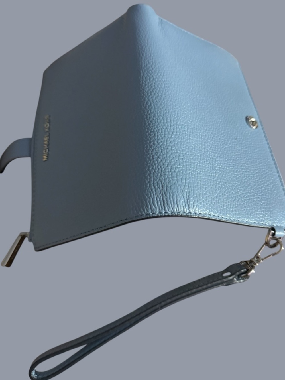 Michael Kors Light Blue Pebbled Leather Wristlet Clutch - Picture 4 of 12